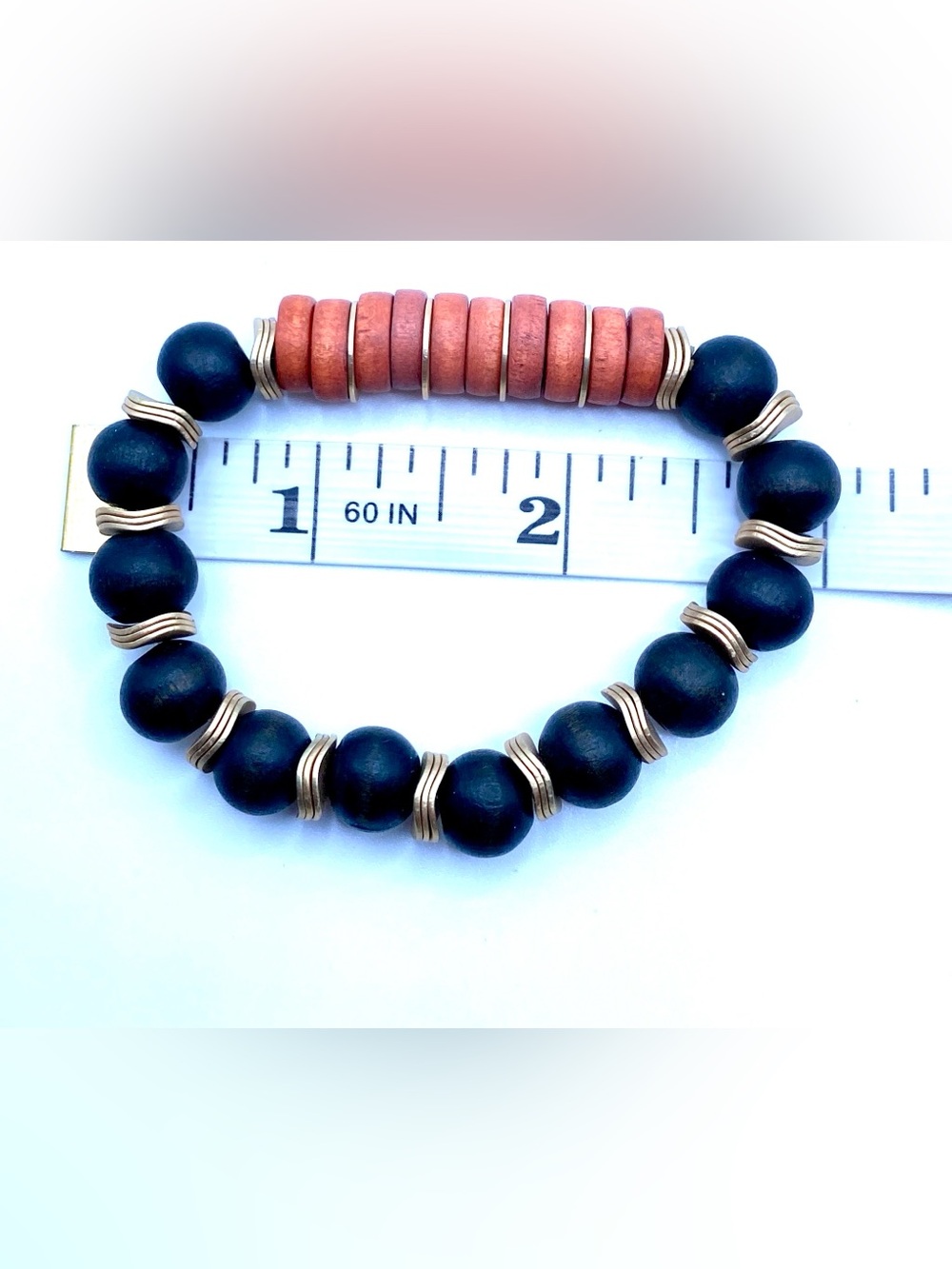 Beautiful Matte Black & Coral Stackable Beaded Bracelet Set - Picture 5 of 5